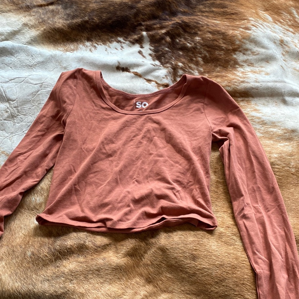 SO long sleeve cropped shirt, light brown size m